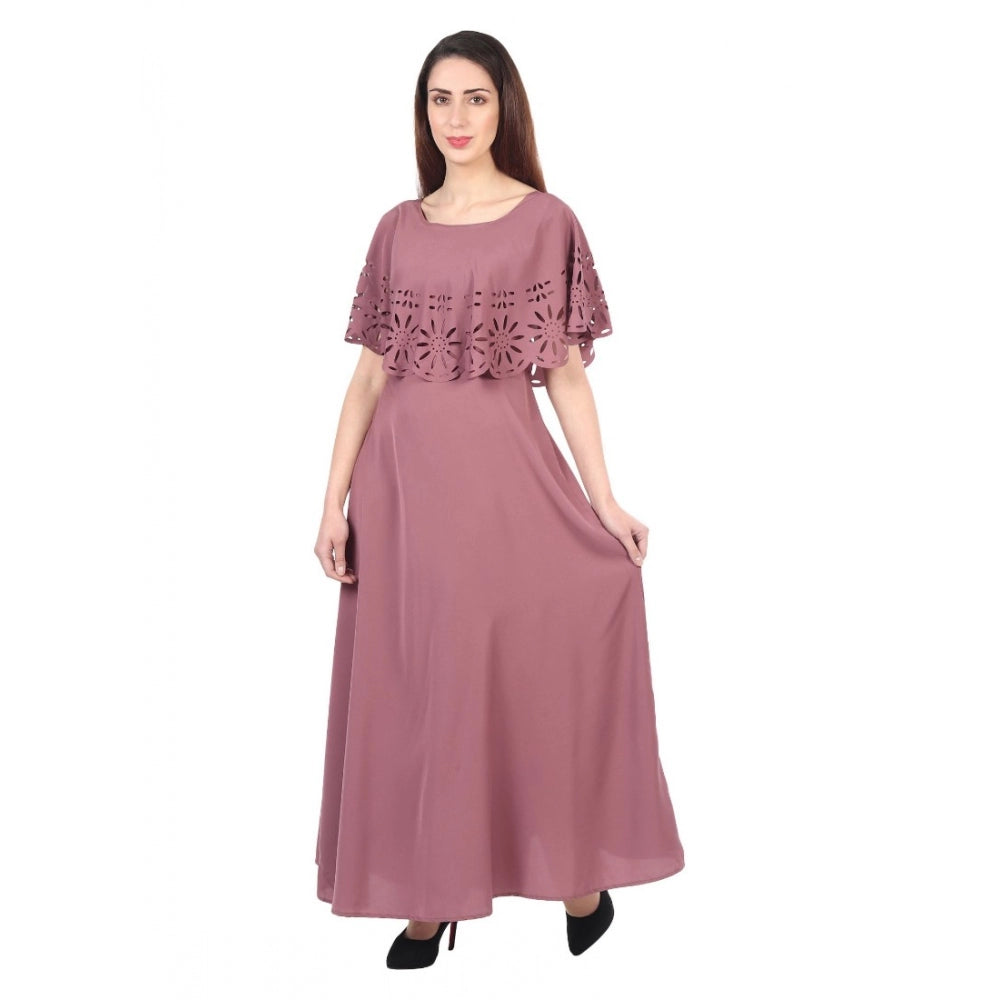 Light brown crepe full length gown