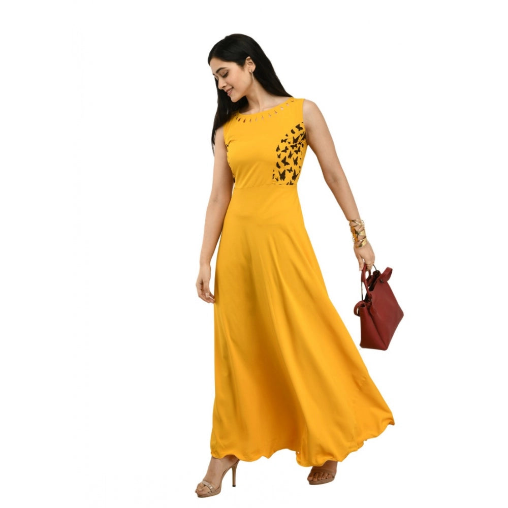 Women's long yellow sleeveless maxi dress