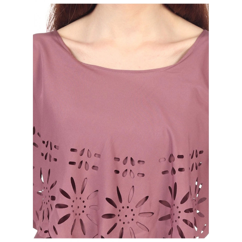 Light brown crepe full length sleeveless women's gown