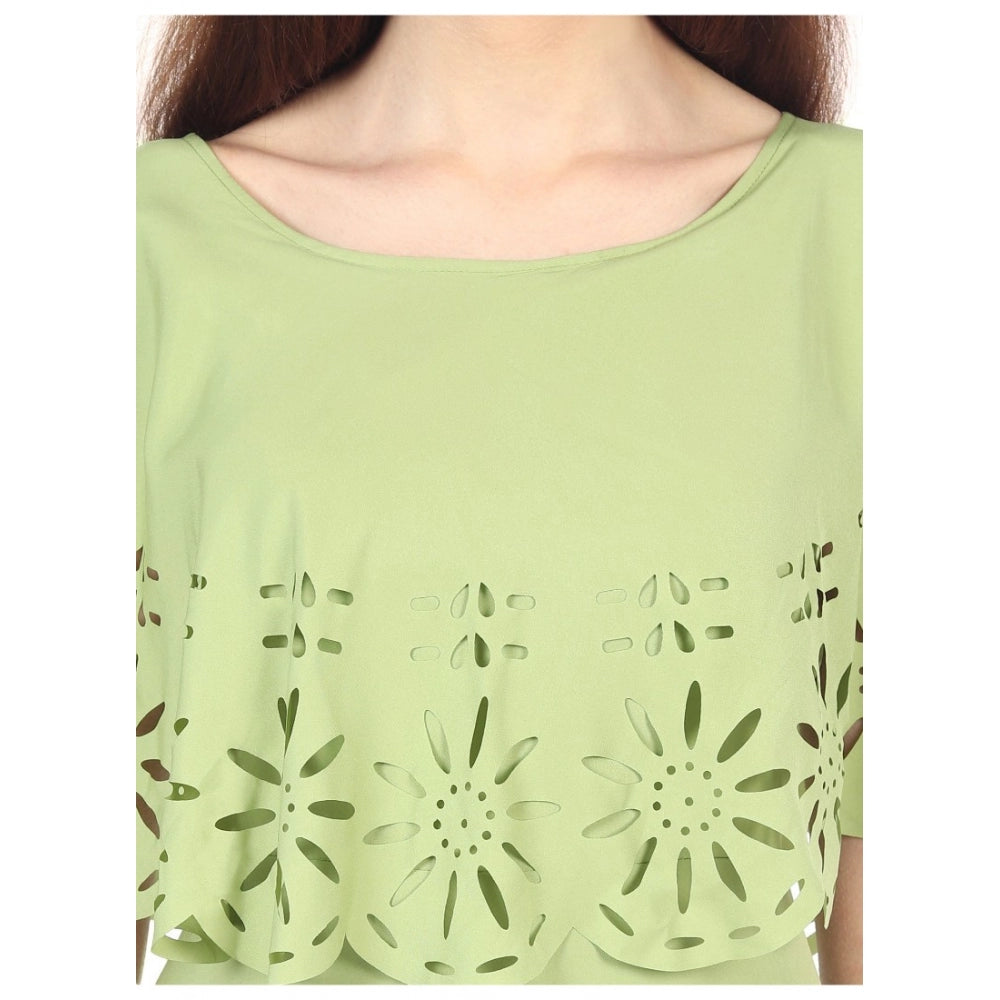 Light green crepe fabric sleeveless full length gown