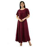 Wine crepe women's sleeveless full length gown