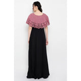 Peach crepe sleeveless full length women's gown