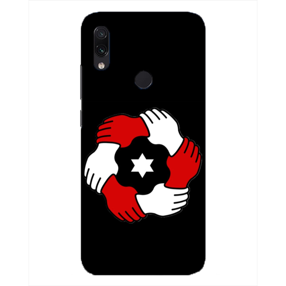 Black woven phone case. Protective, textured cover for mobile phones.