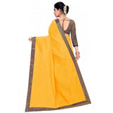 Gold Chanderi cotton lace border saree with blouse (5-6 meters), casual and festive wear for women