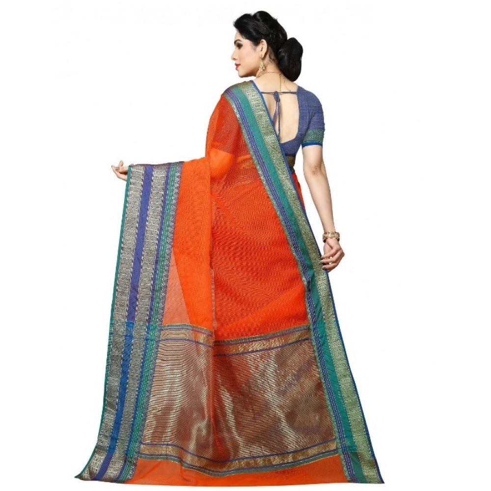 Fanta Kota Doria cotton blend saree with blouse, 5-6 meters length for casual and festive wear on model