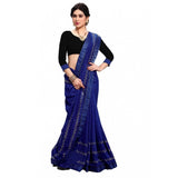 Blue Banglori with Art Silk Vichitra HotFix Stone Work Saree and Blouse for women's casual and festive wear (5-6 mtrs)