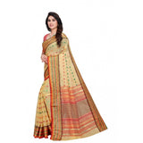 Beige Kota Doria cotton-blend woven Butta saree with blouse (5-6 mtrs), suitable for casual and festive wear by women