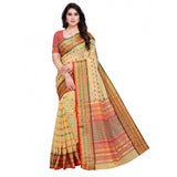 Beige Kota Doria cotton blend woven Butta saree with blouse (5-6 mtrs), suitable for casual and festive wear, women's traditional Indian outfit on mannequin