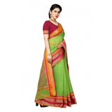 Light green Kota Doria cotton blend border saree with blouse for women's casual and festive wear, 5-6 meters length