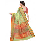 Light green Kota Doria cotton-blend woven Butta saree set with unstitched blouse for casual and festive wear (5-6 mtrs)