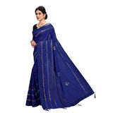Blue Banglori Silk HotFix Stone Work Saree with Blouse (5-6 Mtrs), casual and festive wear for women on mannequin