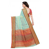 Pista Kota Doria cotton blend woven Butta saree with blouse for women, suitable for casual and festive wear