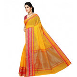 Gold Kota Doria cotton blend saree and blouse (5-6 mtrs), perfect for casual and festive wear on women