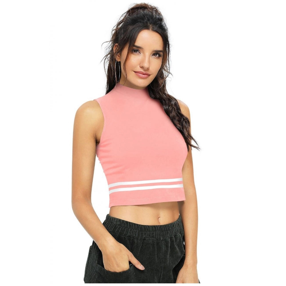 Peach solid knit women's polyester western wear top, perfect for casual outfits