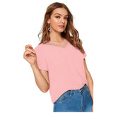 Women's knitted peach polyester T-shirt