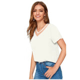Women's white polyester knitting western wear T-shirt