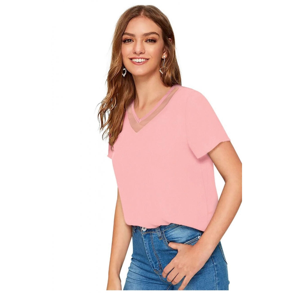 Peach knit women's t-shirt
