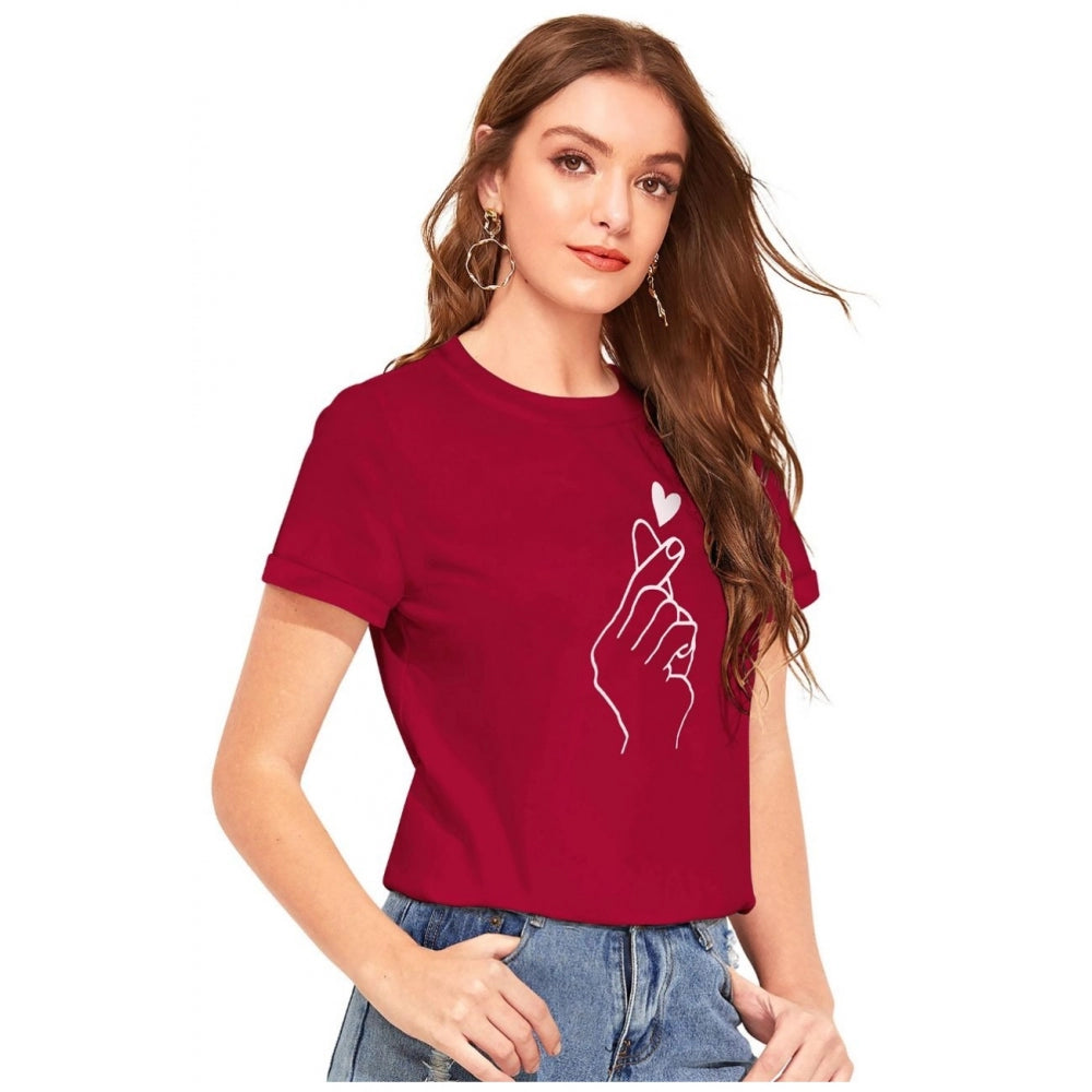Maroon cotton western style t-shirt, crew neck, short sleeves