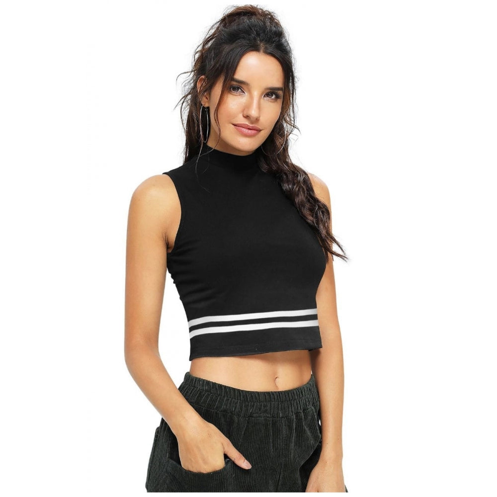 Black polyester knitted western top for women, ideal for casual wear