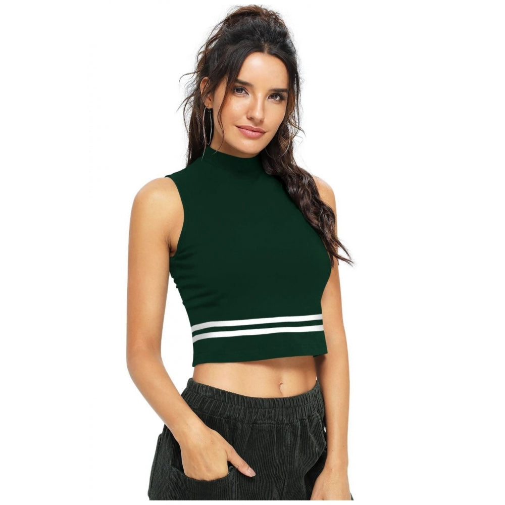 Green polyester knit western top for women, solid color design, machine washable or hand washable