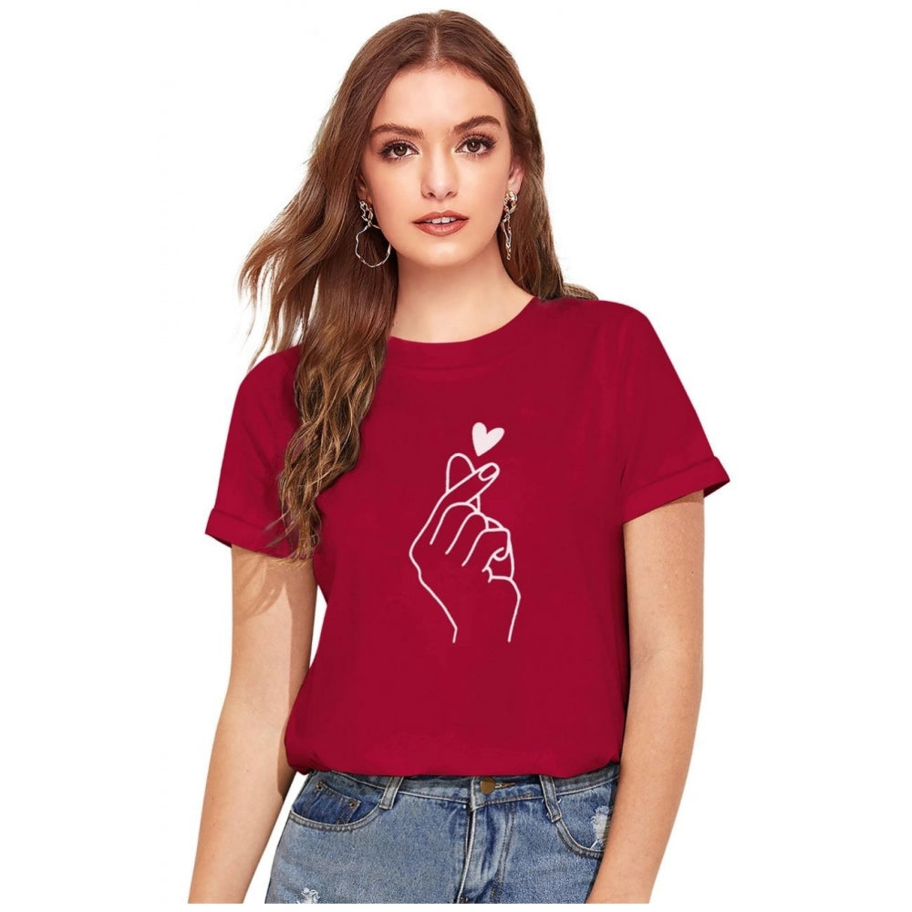 Women's maroon cotton western wear T-shirt
