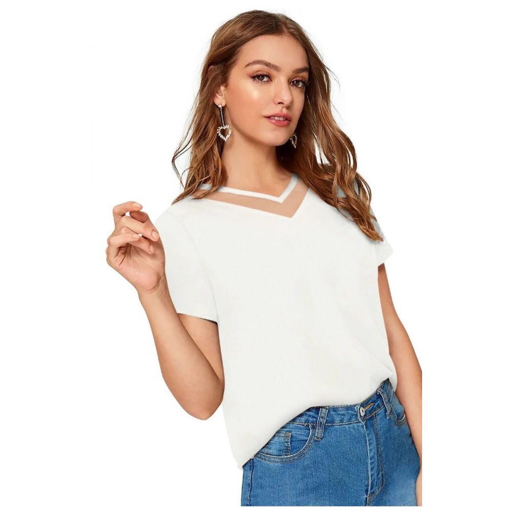 White knit t-shirt women's western wear