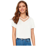 Women's knitted polyester t-shirt in white color