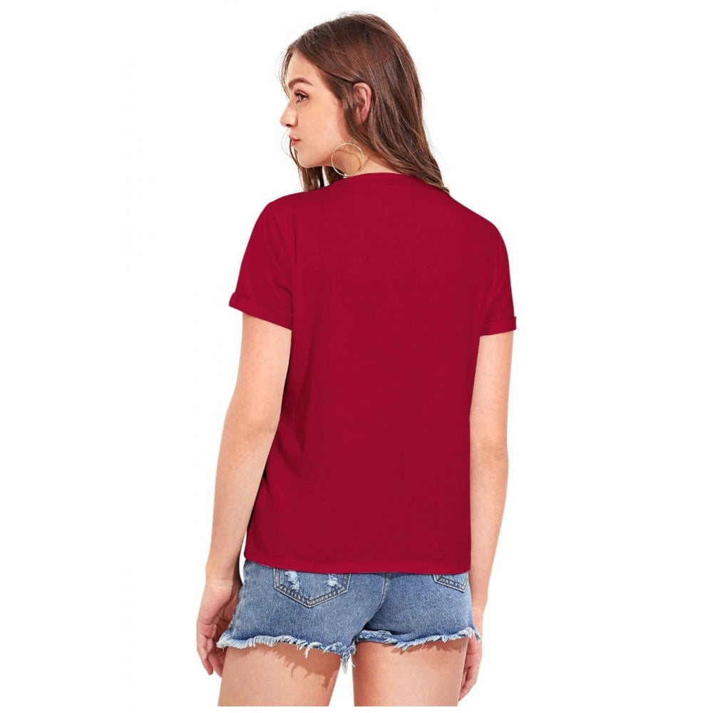 Women's maroon cotton western wear T-shirt