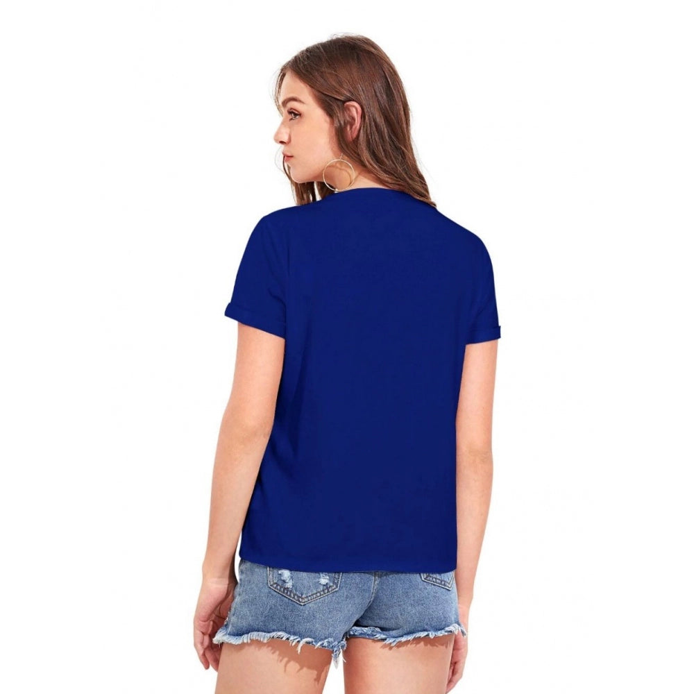 Royal blue cotton V-neck T-shirt