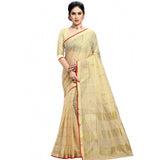 Beige Kota Doria cotton checked saree with blouse (5-6 mtrs), suitable for casual and festive wear