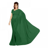 Dark green georgette saree with blouse for women, suitable for casual and festive wear