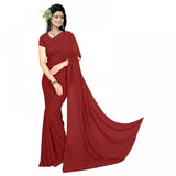 Maroon georgette saree with blouse (5-6 mtrs), casual and festive wear for women