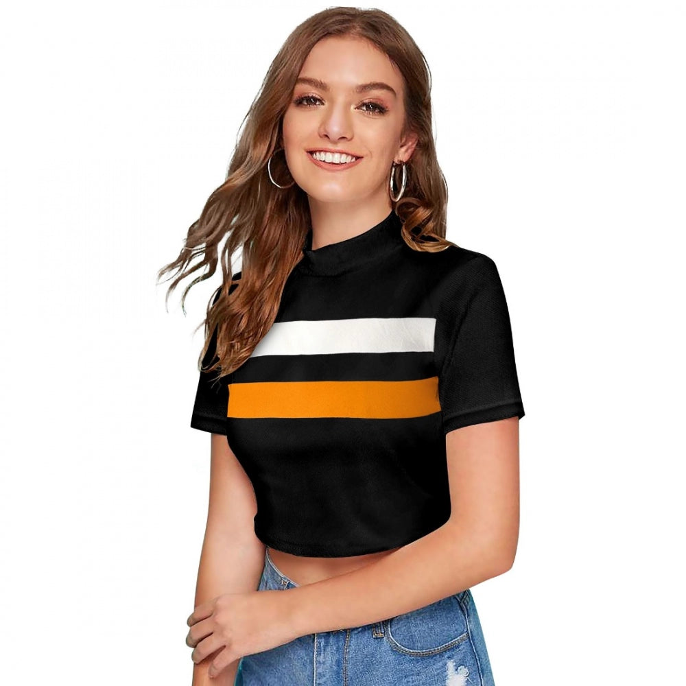Yellow solid 95% Polyester 5% Spandex Western wear tops for women, suitable for machine wash or hand wash
