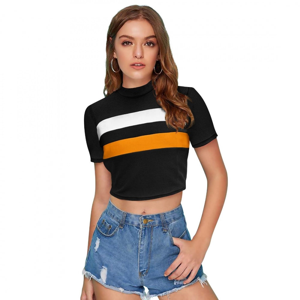 Yellow solid 95% polyester 5% spandex western wear top for women, perfect for casual outfits or cowboy-inspired style