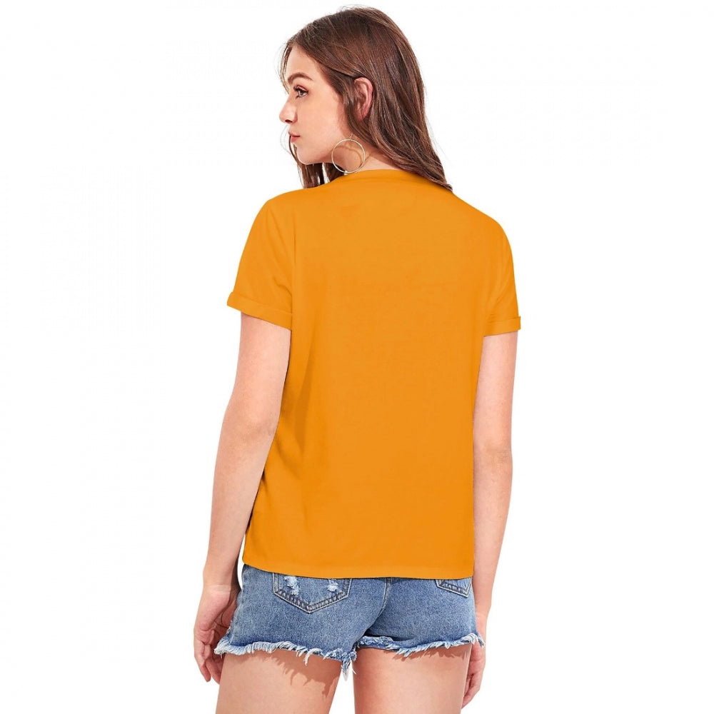 Women's cotton western wear t shirt in yellow