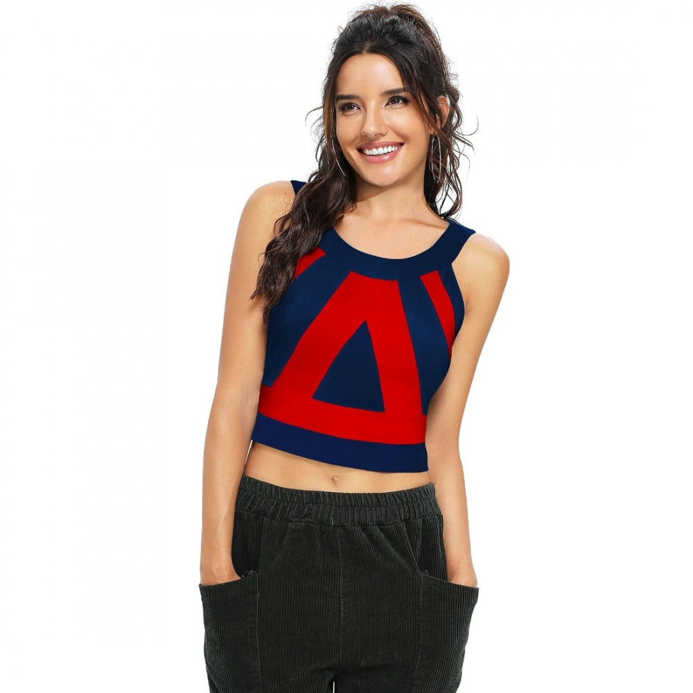 Red 95% polyester, 5% spandex western wear top for women, solid pattern