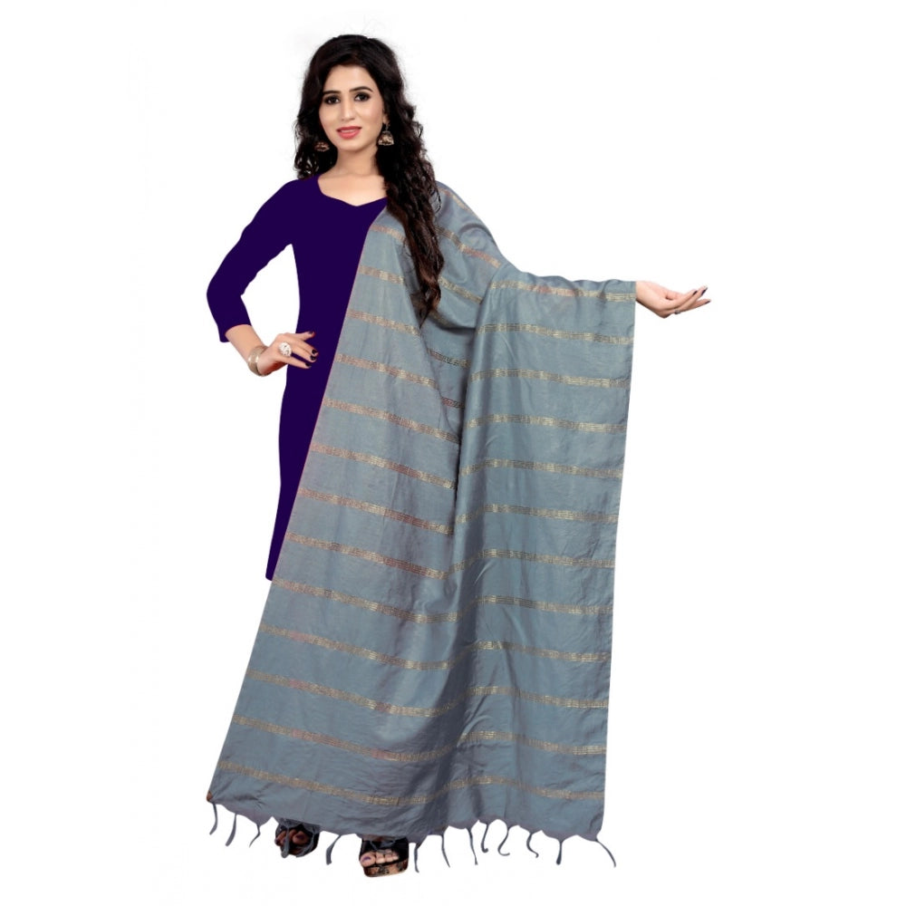 Grey cotton jari woven work dupatta (length: 2-2.4 mtr), traditional Indian accessory for women