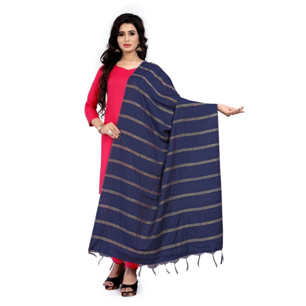Blue cotton jari woven work dupatta, traditional women's garment, length 2-2.4 mtr