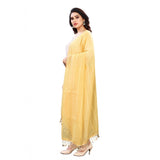 Yellow cotton silk strips printed dupatta, 2-2.4 mtr length for women's fashion accessories