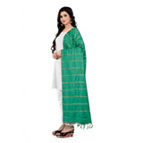 Green cotton jari woven work dupatta, traditional Indian women's accessory (length 2-2.4 mtr)