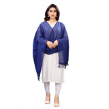Blue cotton silk striped dupatta for women, length 2-2.4 mtr, ideal for traditional outfits