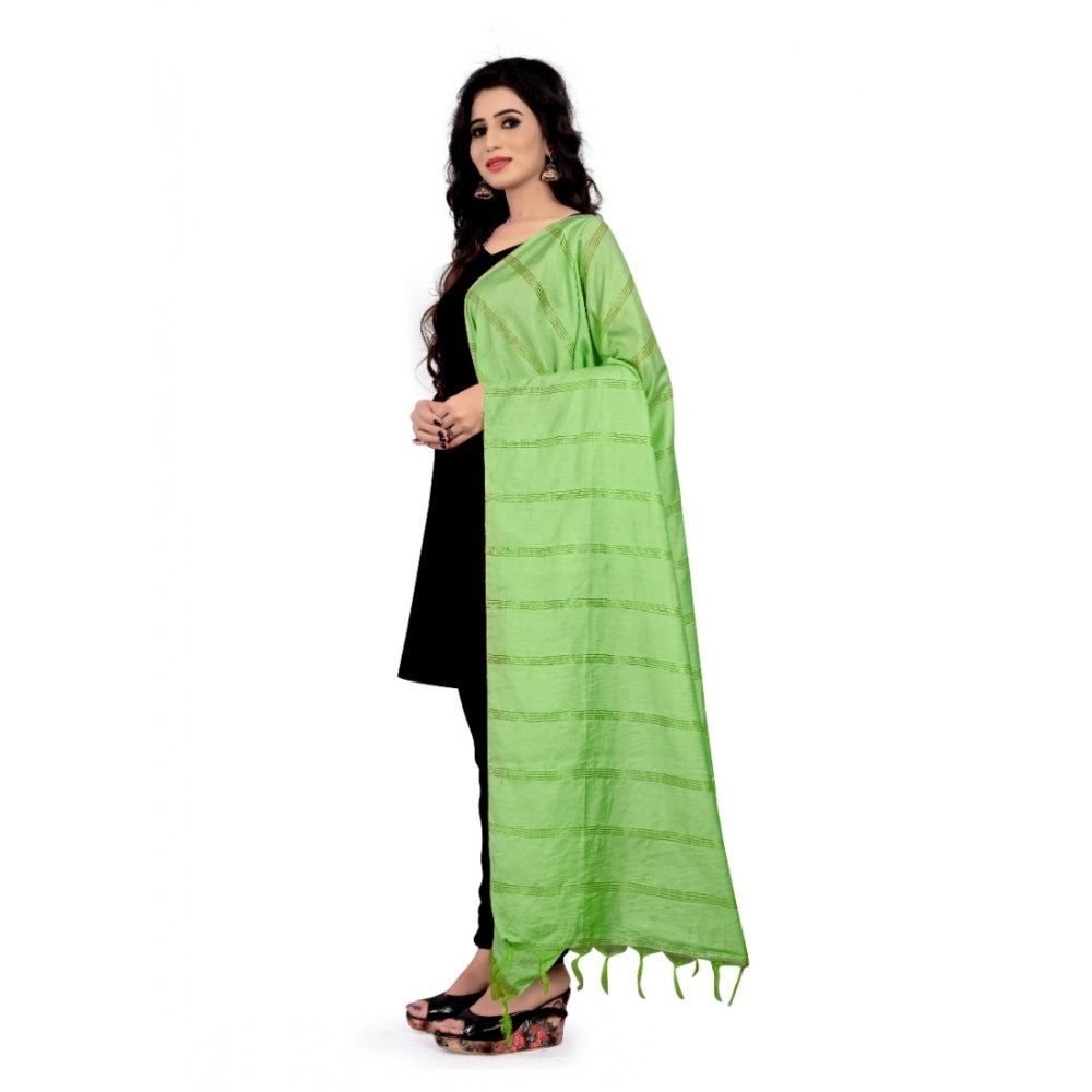 Parrot green cotton jari woven work dupatta (length 2-2.4m), women's traditional clothing accessory for festive or everyday wear