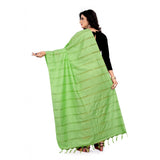 Parrot green cotton jari woven work dupatta, traditional Indian women's garment with a length of 2-2.4 mtr and width of 36 inch
