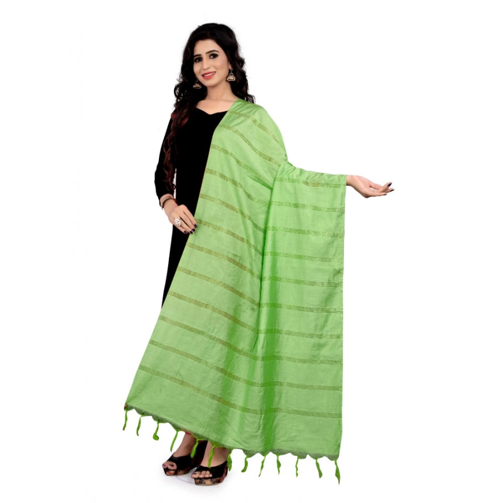 Parrot green cotton jari woven work dupatta (2-2.4 mtr), ideal for women's traditional wear