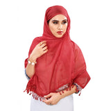 Maroon striped cotton silk dupatta for women, 2-2.4 m length, intricate pattern design