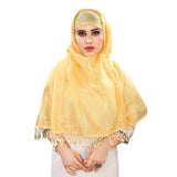 Yellow striped cotton silk dupatta for women (length 2-2.4 mtr)
