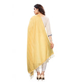 Yellow cotton silk strips printed dupatta, length 2-2.4 mtr, for women's fashion accessory