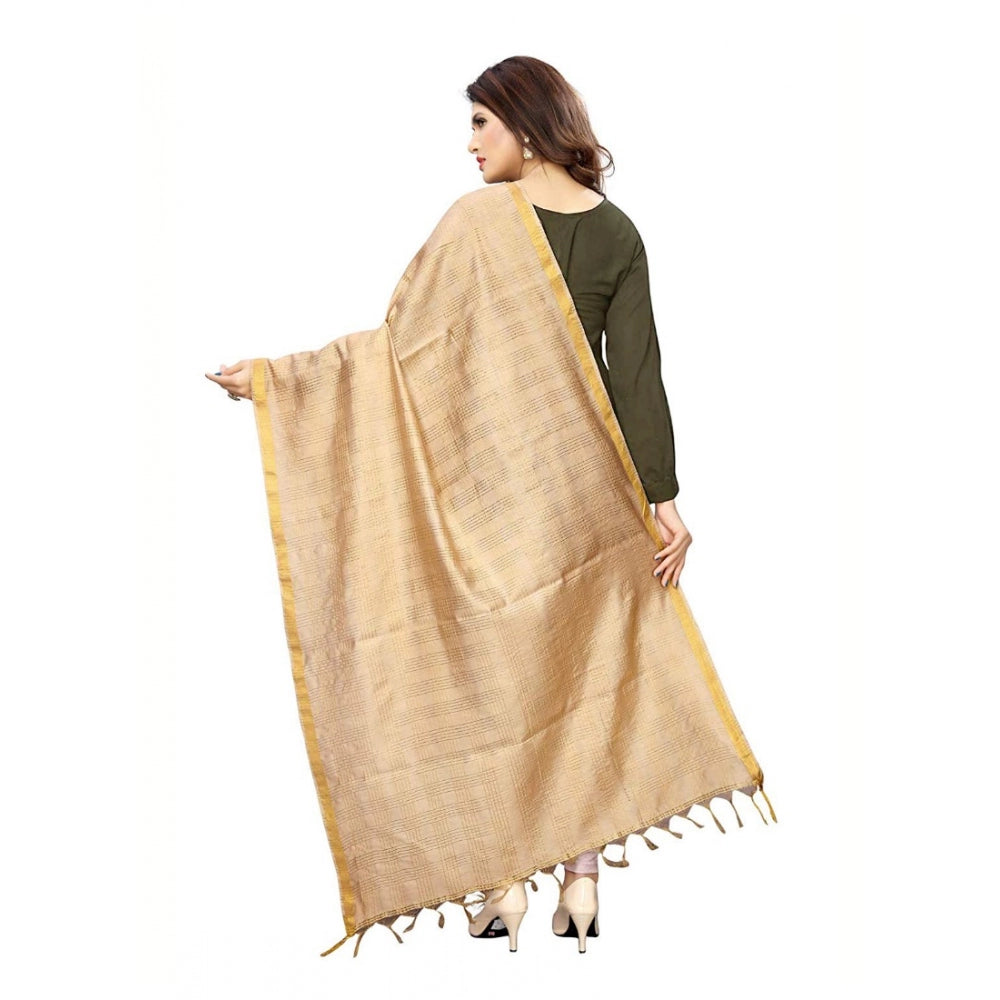 Beige cotton jari woven work dupatta for women, length 2-2.4 mtr, perfect for traditional wear