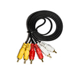 Black 1.5Yards RCA cable with 6 connectors, compatible for TVs & audio/video.