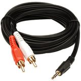 Black 3.5mm stereo audio cable with red and white connectors, 3 yards long.